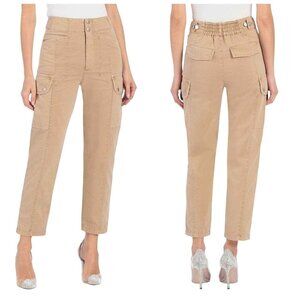 Avec Les Filles Cargo Pants High Rise Straight Leg Khaki Beige Size Med